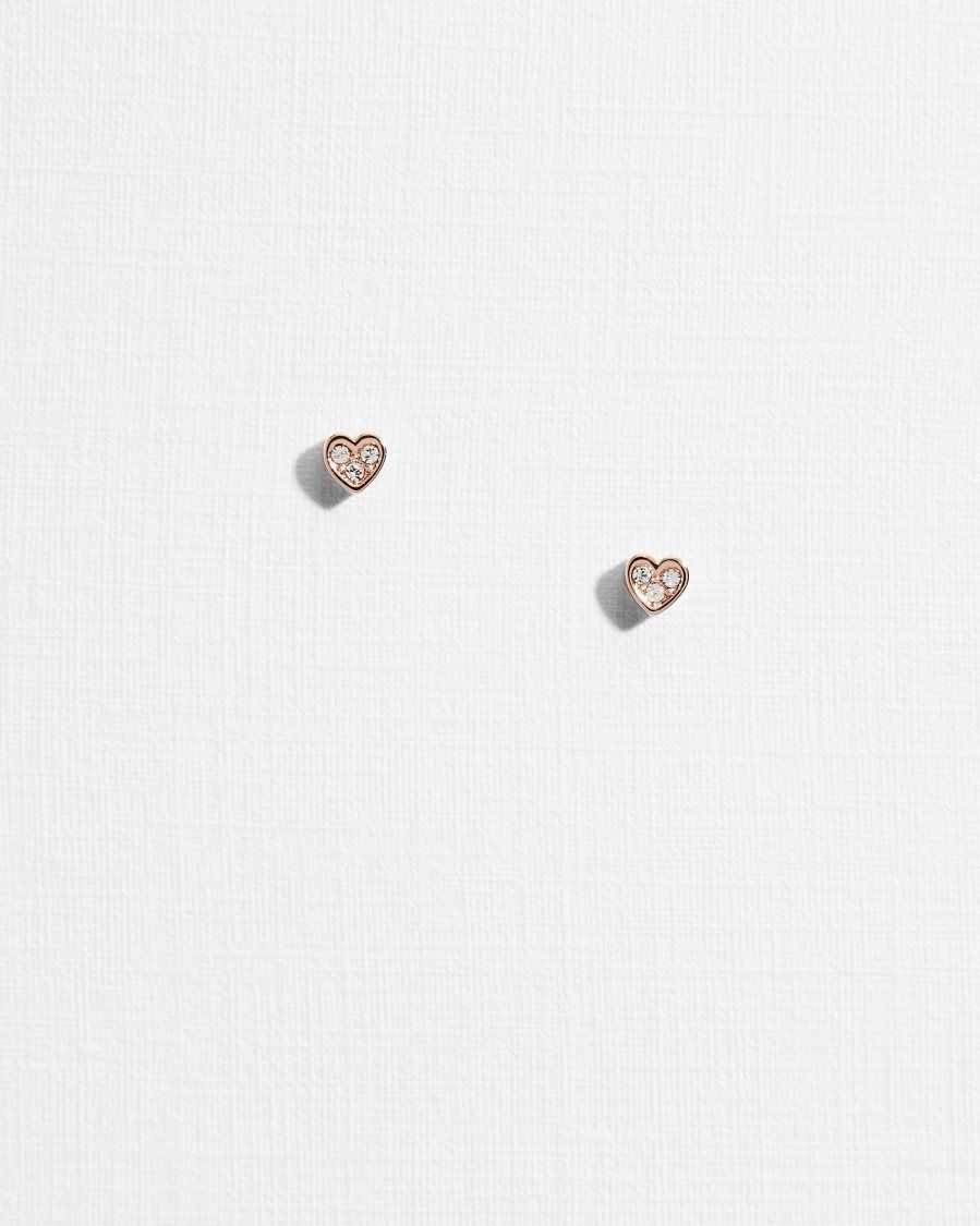 Ted Baker Neenia Nano Heart Stud Earrings Rose Gold | 09132-OBCN