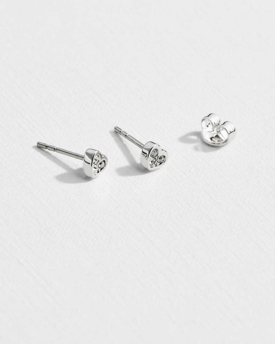 Ted Baker Neenia Nano Heart Stud Earrings Silver | 84359-YGIM