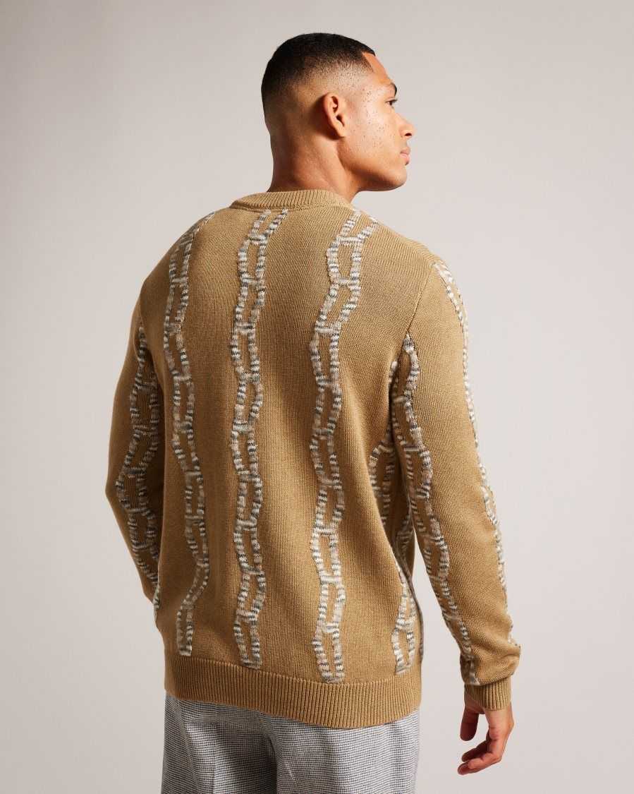 Ted Baker Nerin Long Sleeve Cable Knit Jumper Camel | 04753-ZIVQ