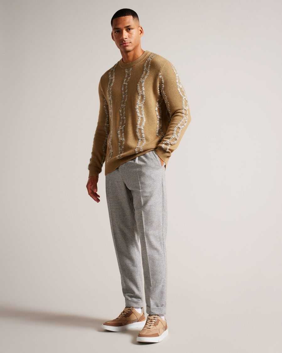 Ted Baker Nerin Long Sleeve Cable Knit Jumper Camel | 04753-ZIVQ