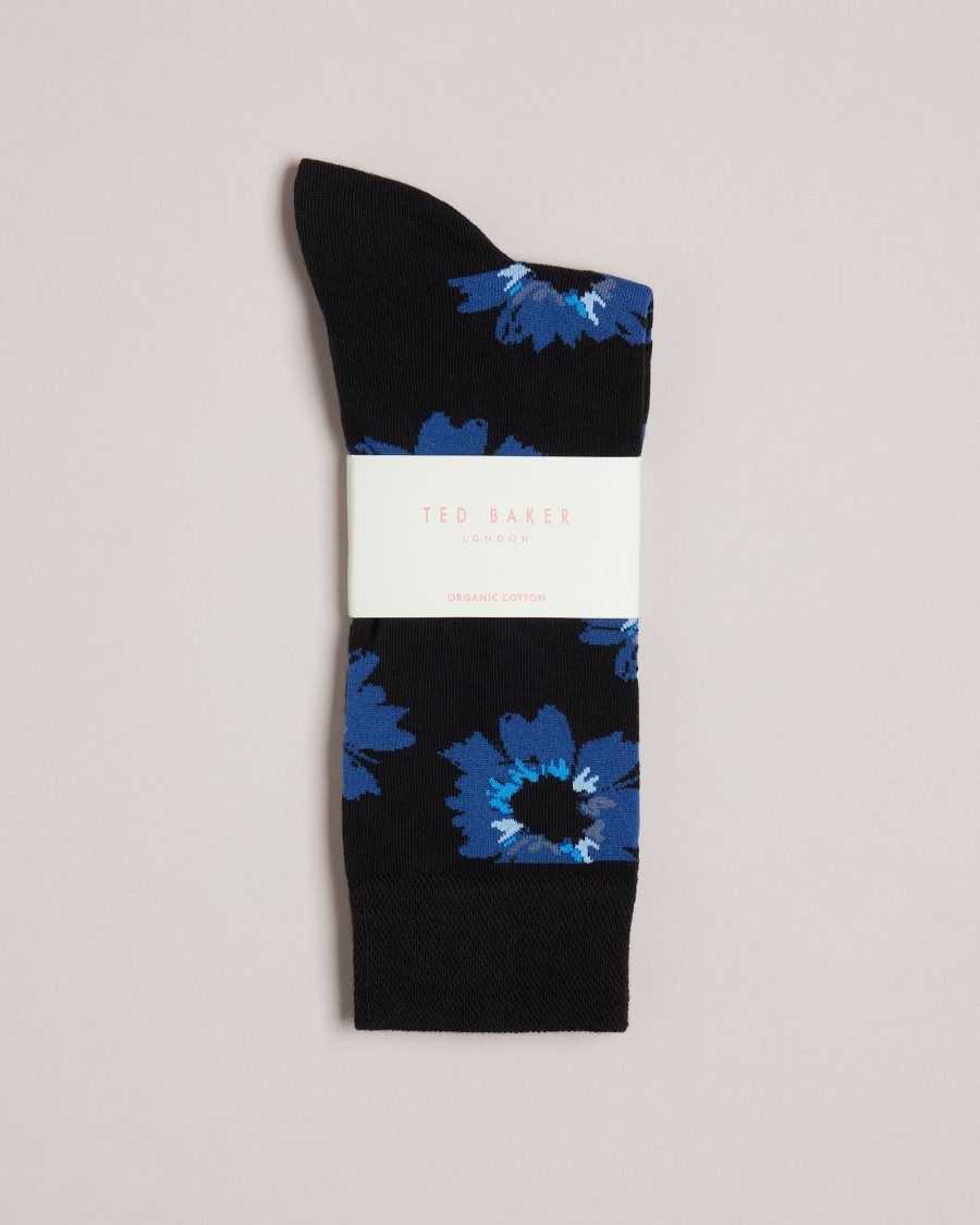 Ted Baker Newflor Painted Floral Print Socks Dark Navy | 36270-YOSP