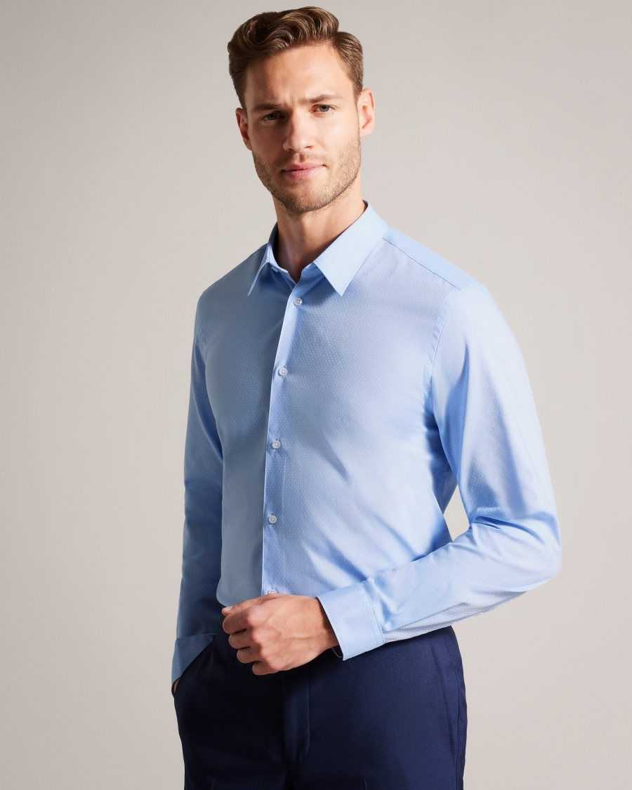 Ted Baker Newtss Long Sleeve Spot Shirt Blue | 90231-RNZA