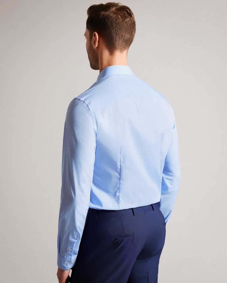 Ted Baker Newtss Long Sleeve Spot Shirt Blue | 90231-RNZA