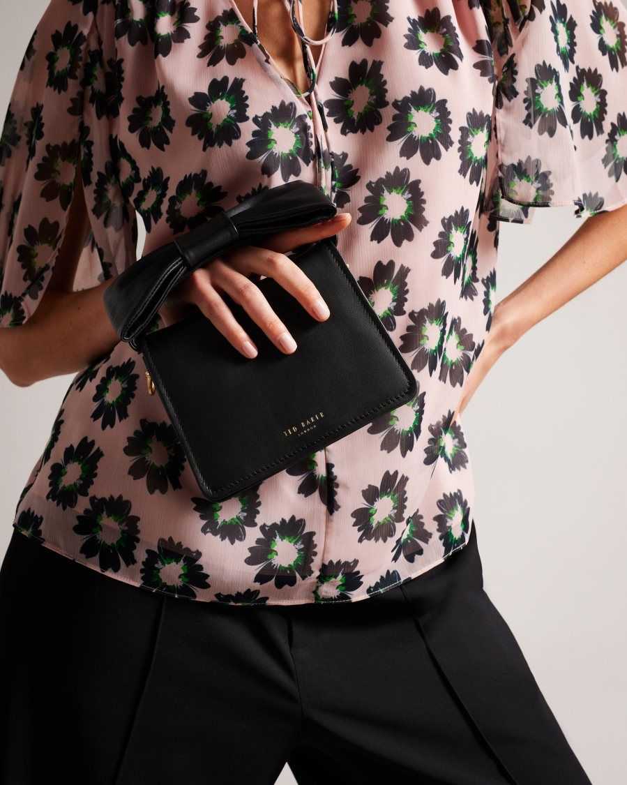 Ted Baker Niasina Bow Detail Mini Cross Body Bag Black | 26519-SYUW