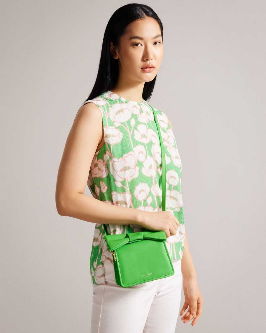 Ted Baker Niasina Bow Detail Mini Cross Body Bag Green | 60823-YGNS