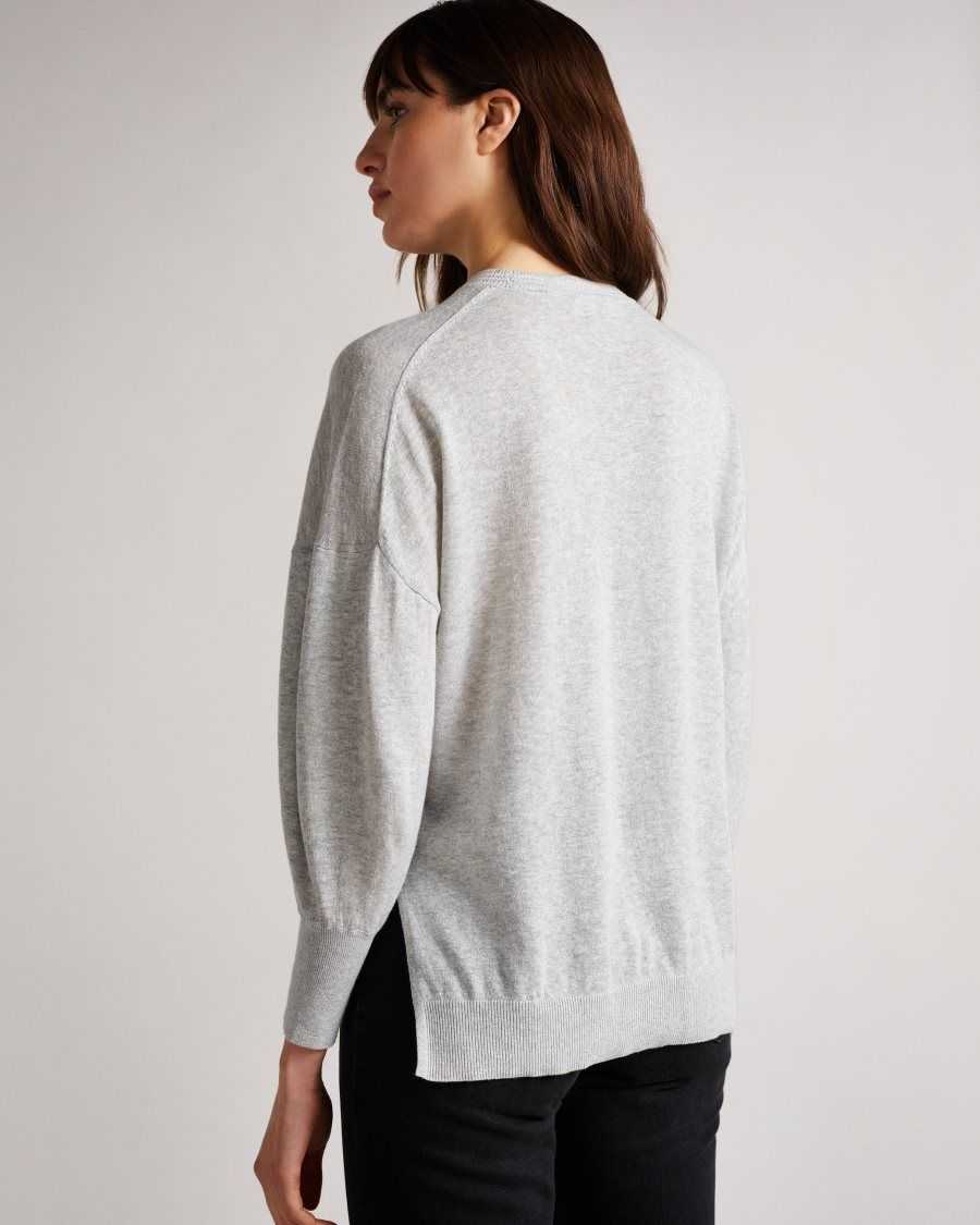 Ted Baker Nicci Sleeve Detailed Jumper Dark Grey | 04385-IBXC