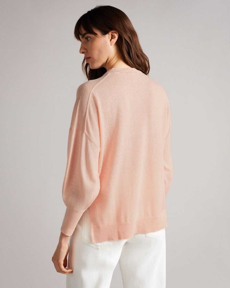 Ted Baker Nicci Sleeve Detailed Jumper Pink | 14072-OBMN