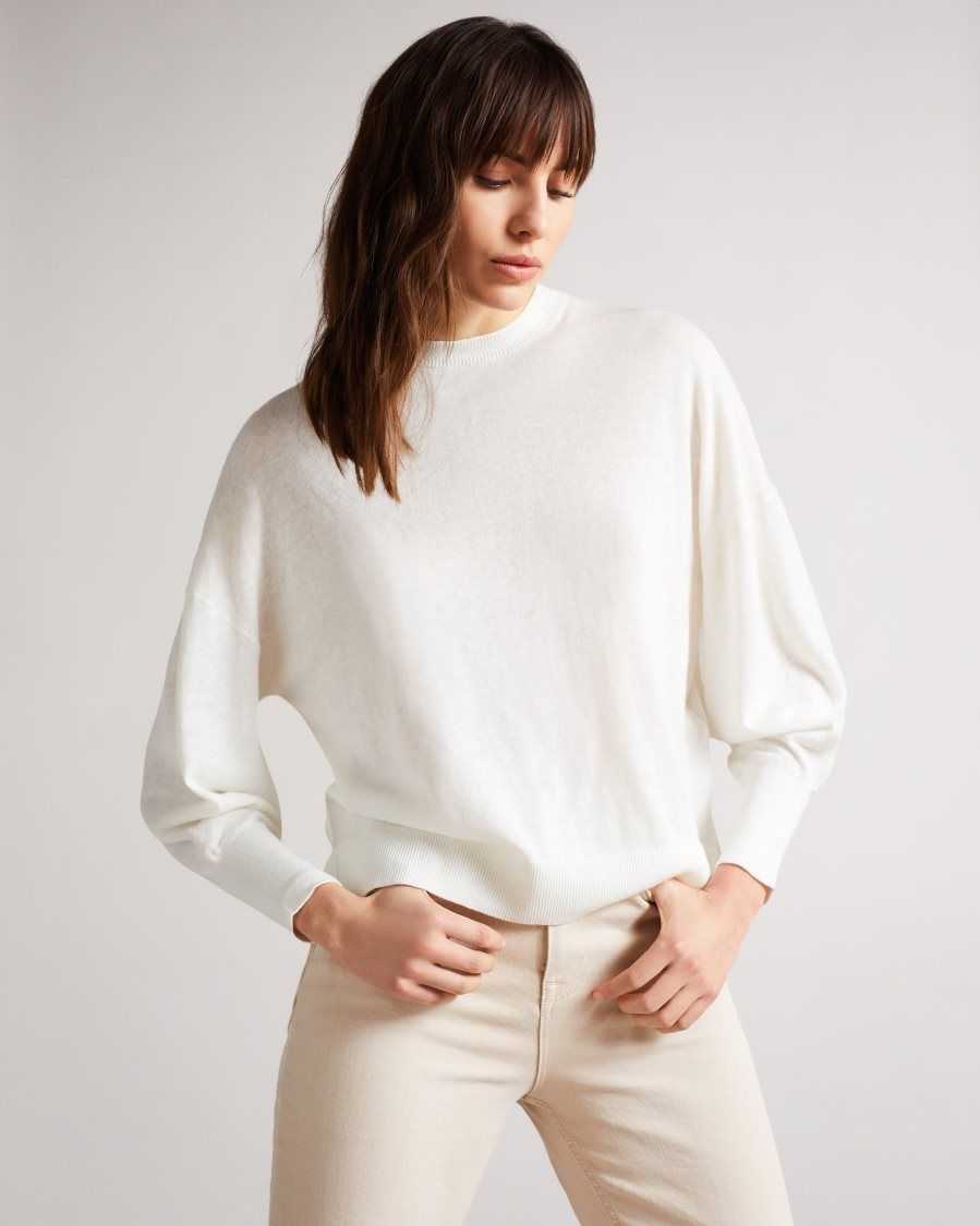 Ted Baker Nicci Sleeve Detailed Jumper White | 47168-LRFX