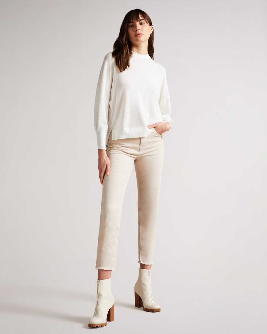 Ted Baker Nicci Sleeve Detailed Jumper White | 47168-LRFX