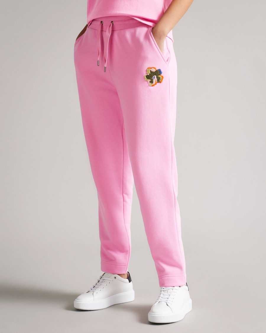 Ted Baker Nicolez Jersey Jogger With Flower Pink | 82574-USWF