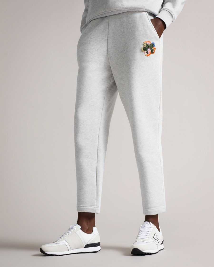 Ted Baker Nicolez Jersey Jogger With Flower Medium Grey | 40537-EWZD