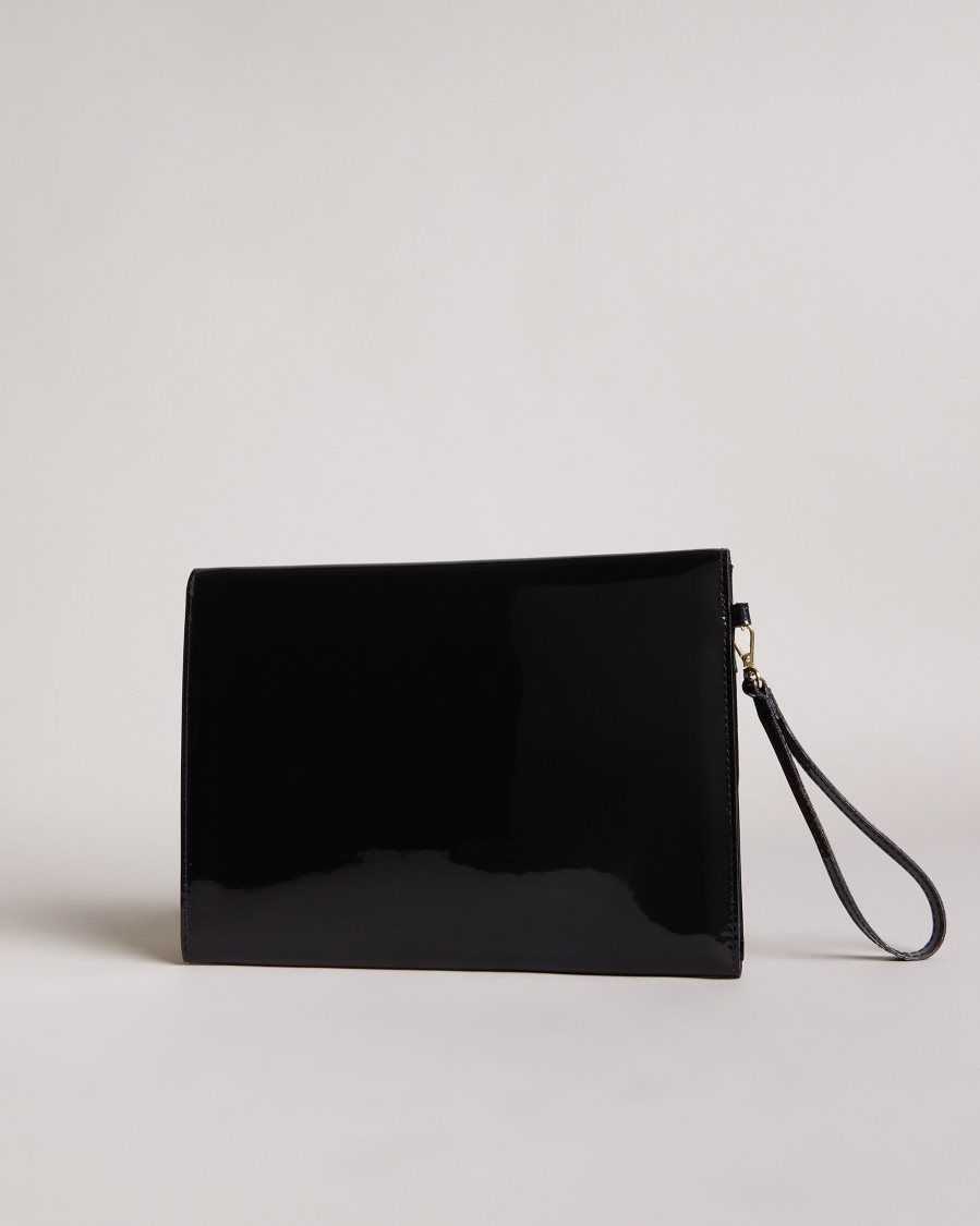 Ted Baker Nikkey Knot Bow Envelope Pouch Black | 63210-URLF