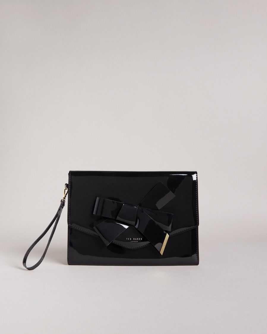 Ted Baker Nikkey Knot Bow Envelope Pouch Black | 63210-URLF