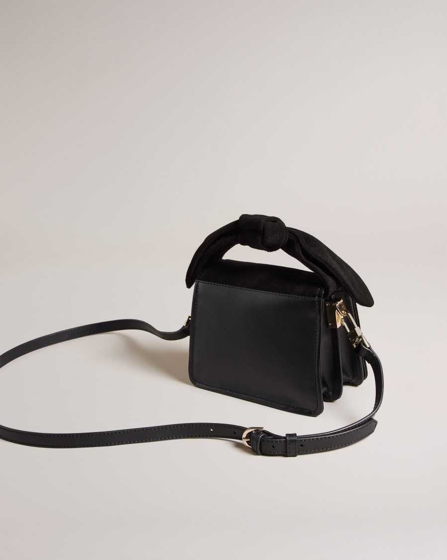 Ted Baker Niyah Soft Knot Bow Mini Cross Body Bag Jet-Black | 02138-QMUD