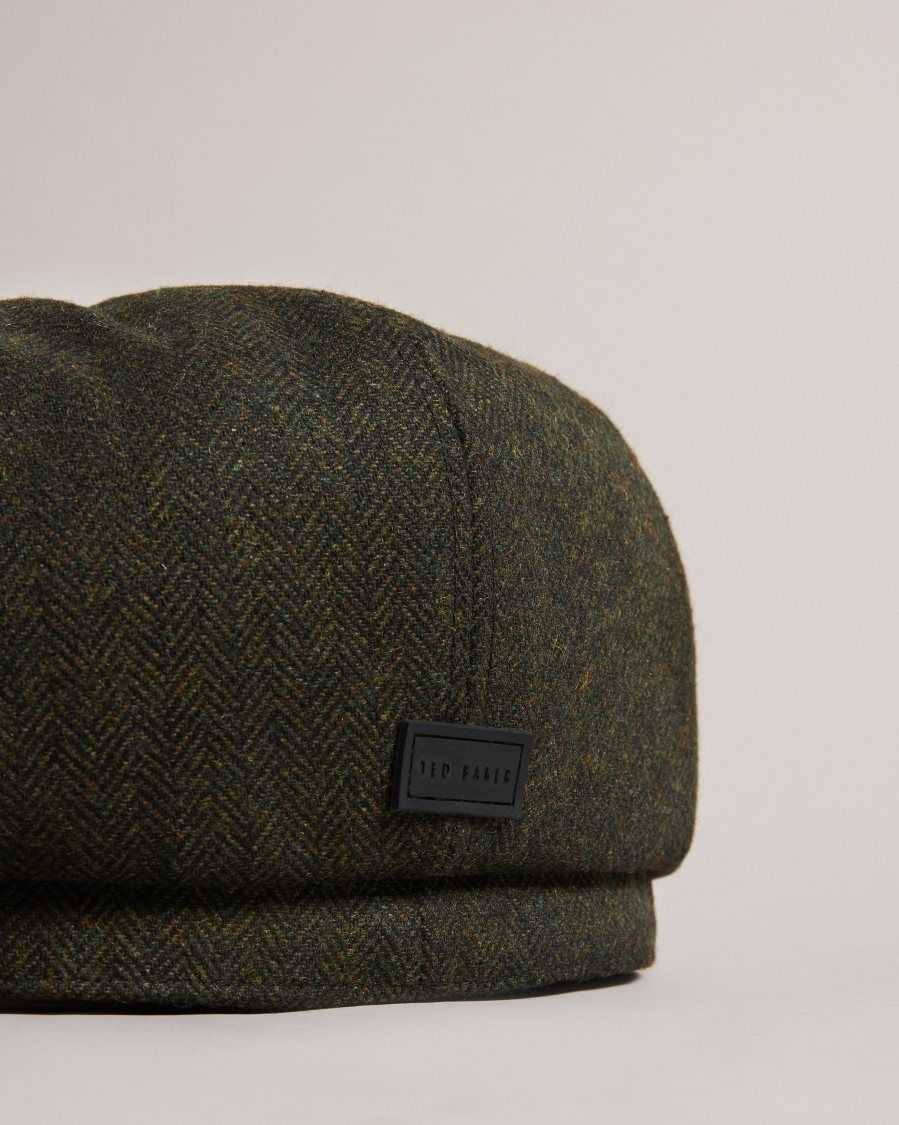 Ted Baker Olliii Wool Felt Baker Boy Hat Khaki | 08657-TXNM