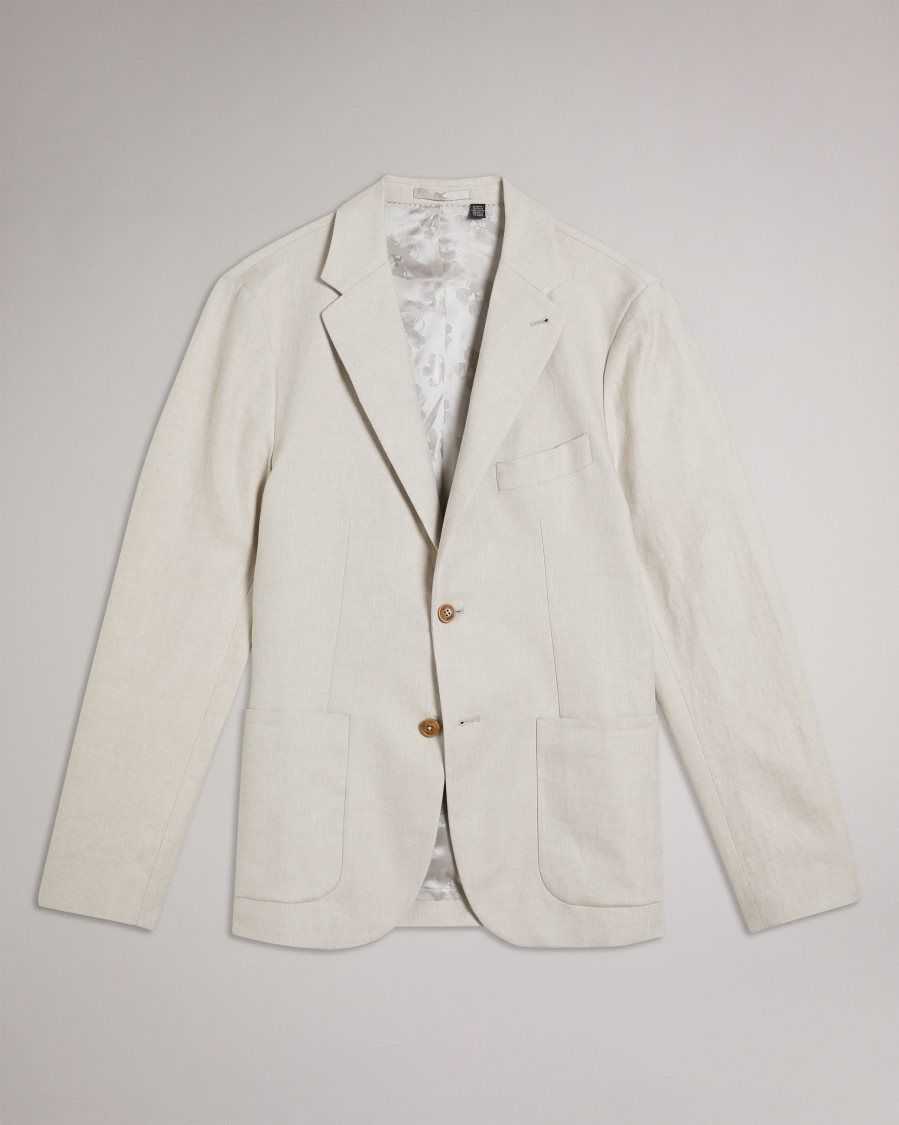 Ted Baker Onich Slim Fit Linen Blazer Ecru | 13684-XAGE