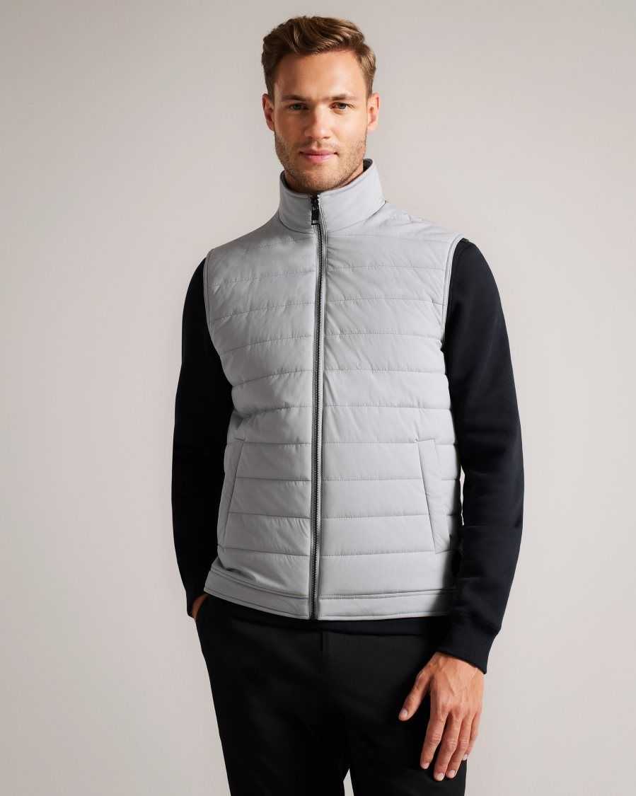 Ted Baker Oveta Showerproof Quilted Nylon Gilet Grey | 94572-VRYZ