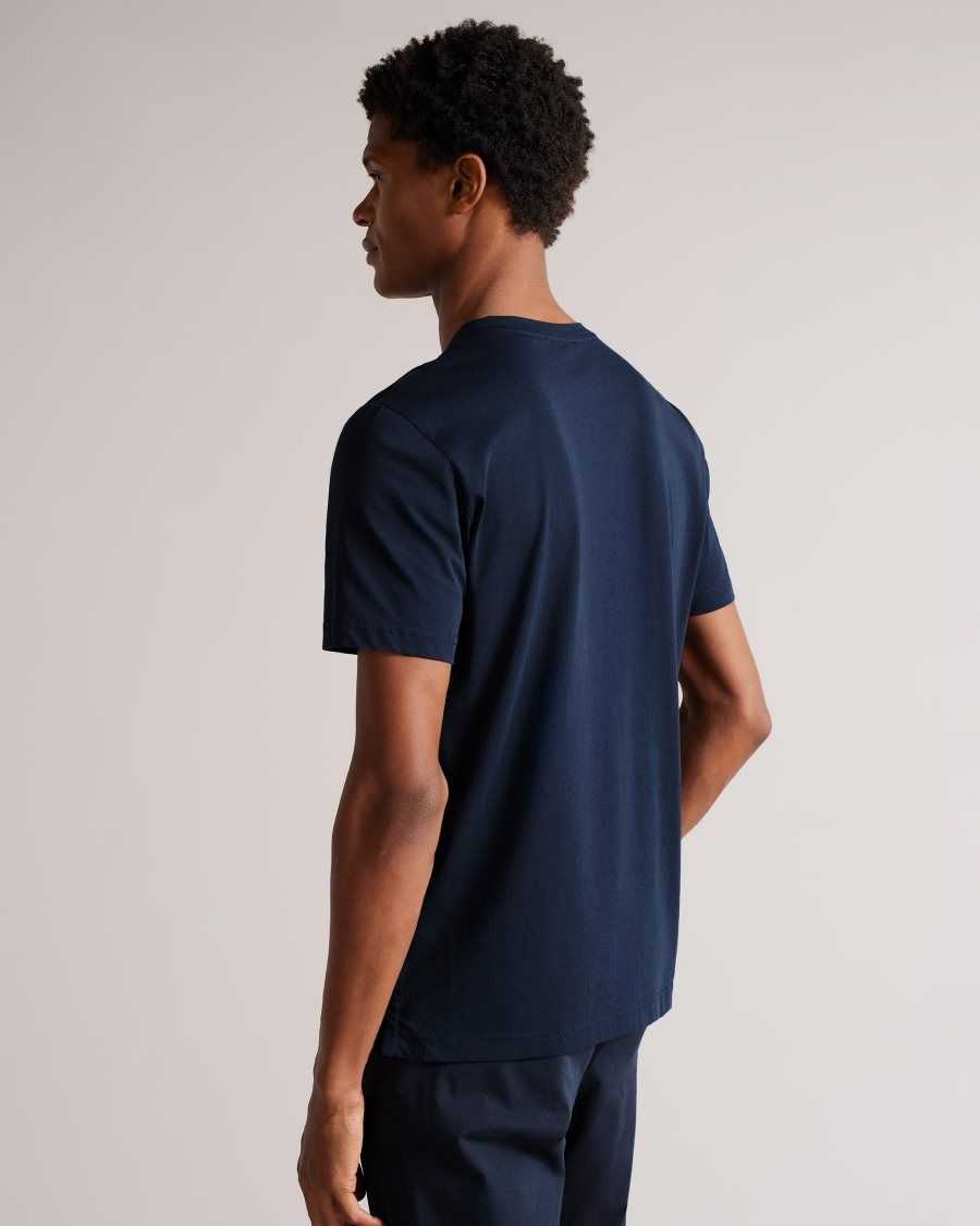 Ted Baker Oxford Short Sleeve T Shirt Navy | 19462-VAZT