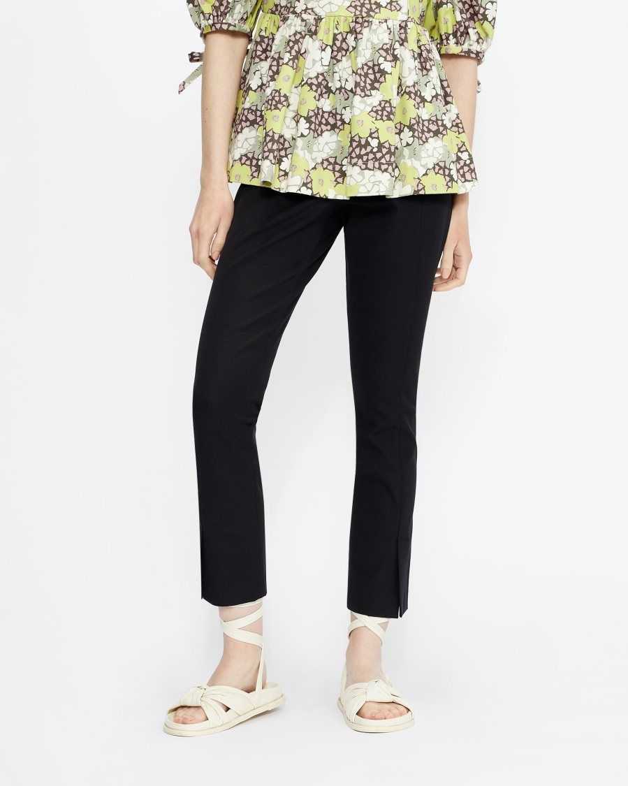 Ted Baker Ozete Slit Detail Trousers Black | 35098-ZVLO