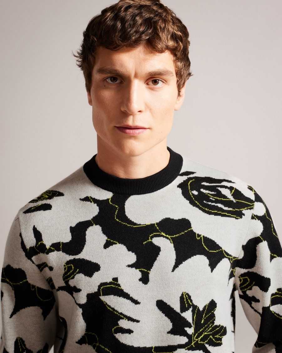 Ted Baker Ozier Floral Merino Wool Jumper Black | 80346-KPZU