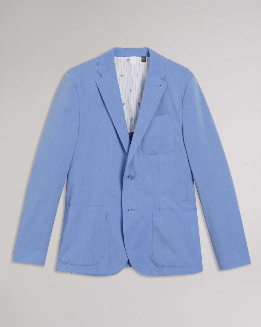 Ted Baker Paco Shot Cotton Blazer Blue | 87206-CGRZ