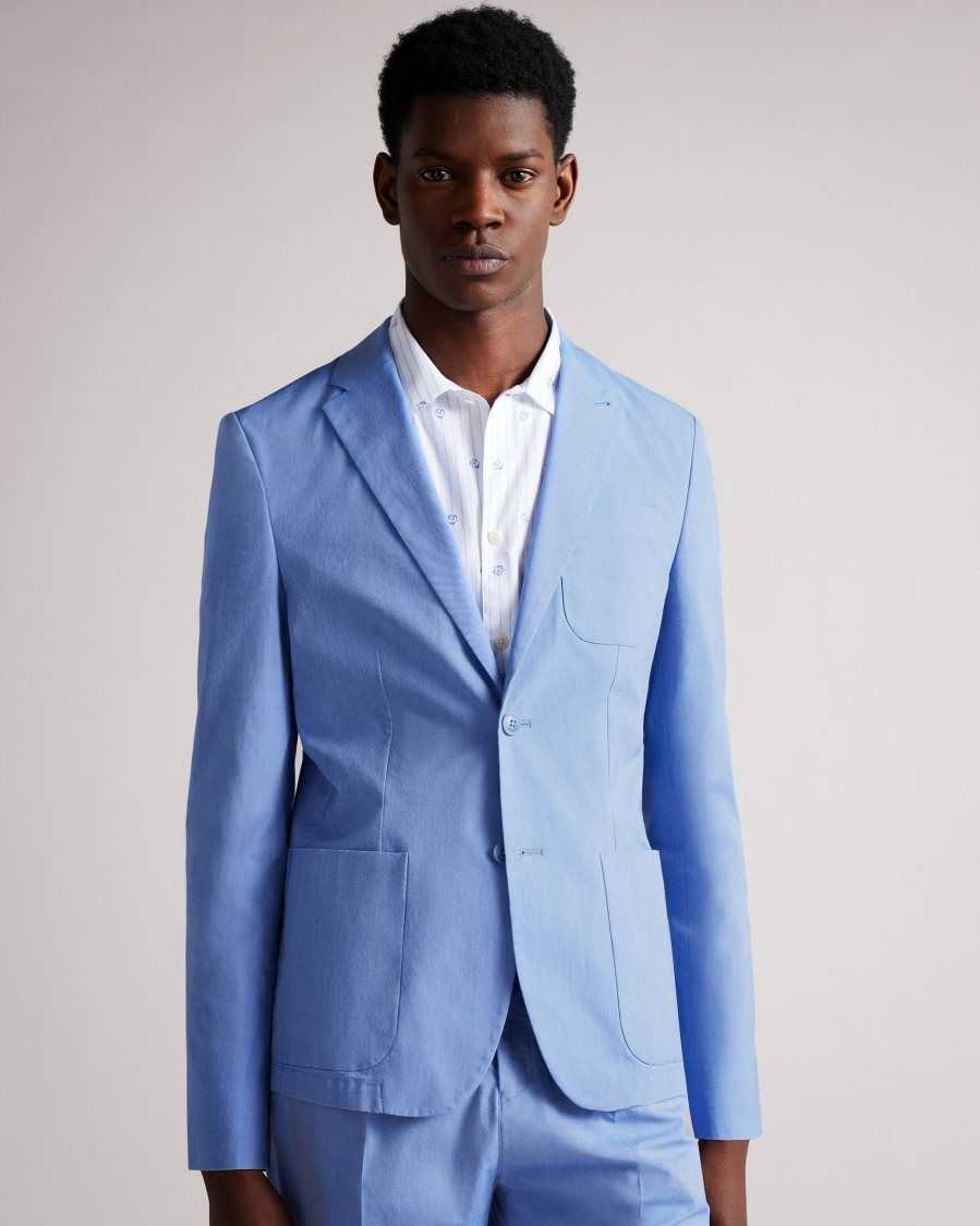 Ted Baker Paco Shot Cotton Blazer Blue | 87206-CGRZ