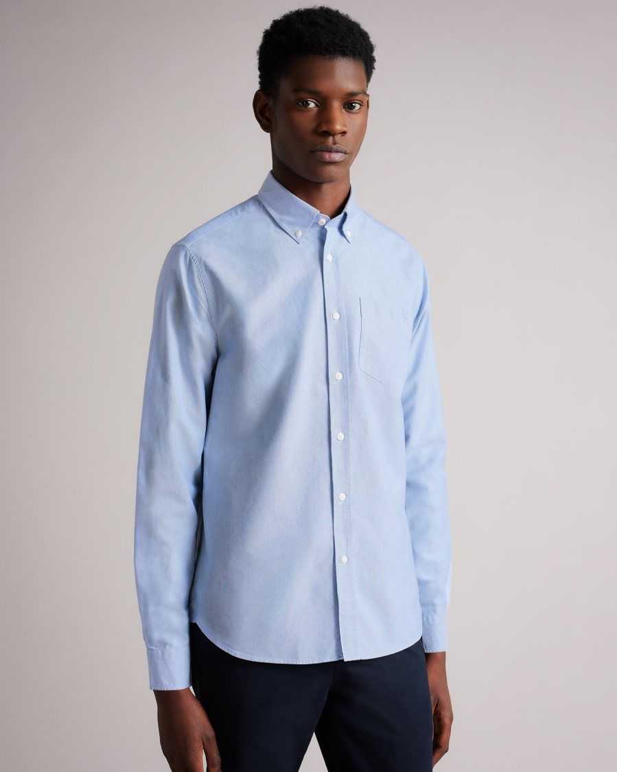 Ted Baker Paplet Long Sleeve Oxford Shirt Blue | 46827-UYRI