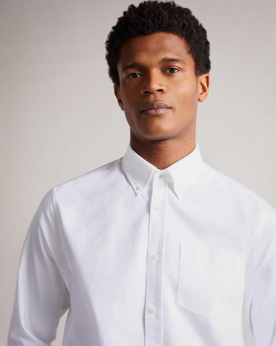 Ted Baker Paplet Long Sleeve Oxford Shirt White | 40895-BFSG