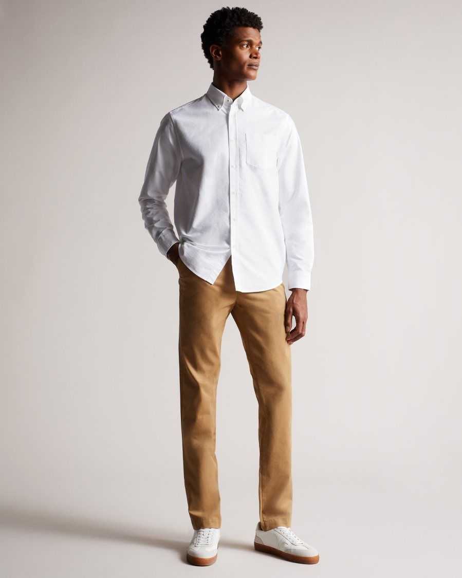 Ted Baker Paplet Long Sleeve Oxford Shirt White | 40895-BFSG