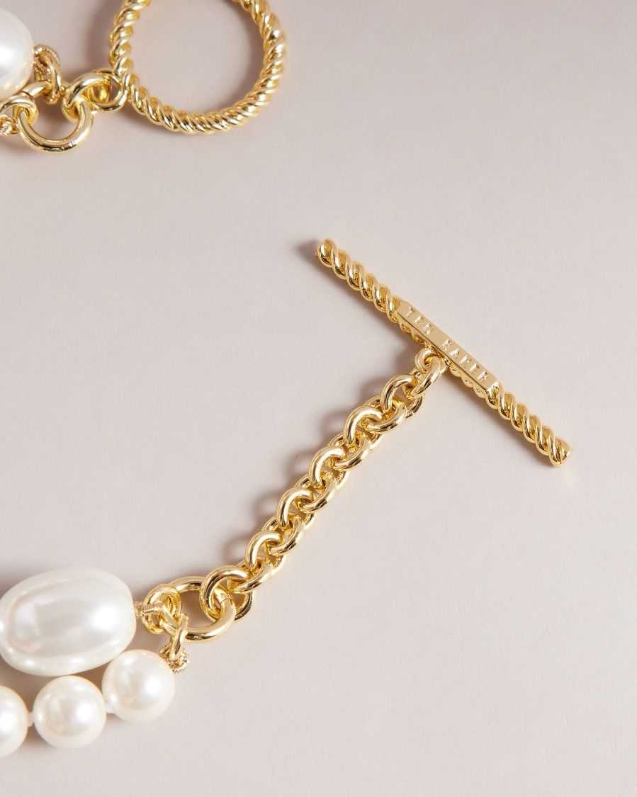 Ted Baker Parkah Glass Pearl Double Strand Bracelet Gold Colour | 42179-VTLD