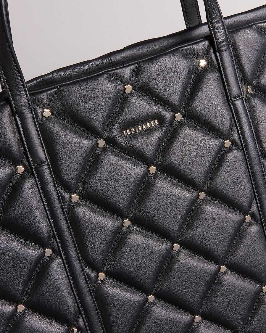 Ted Baker Pascale Quilted Studded Tote Black | 26397-MWLP