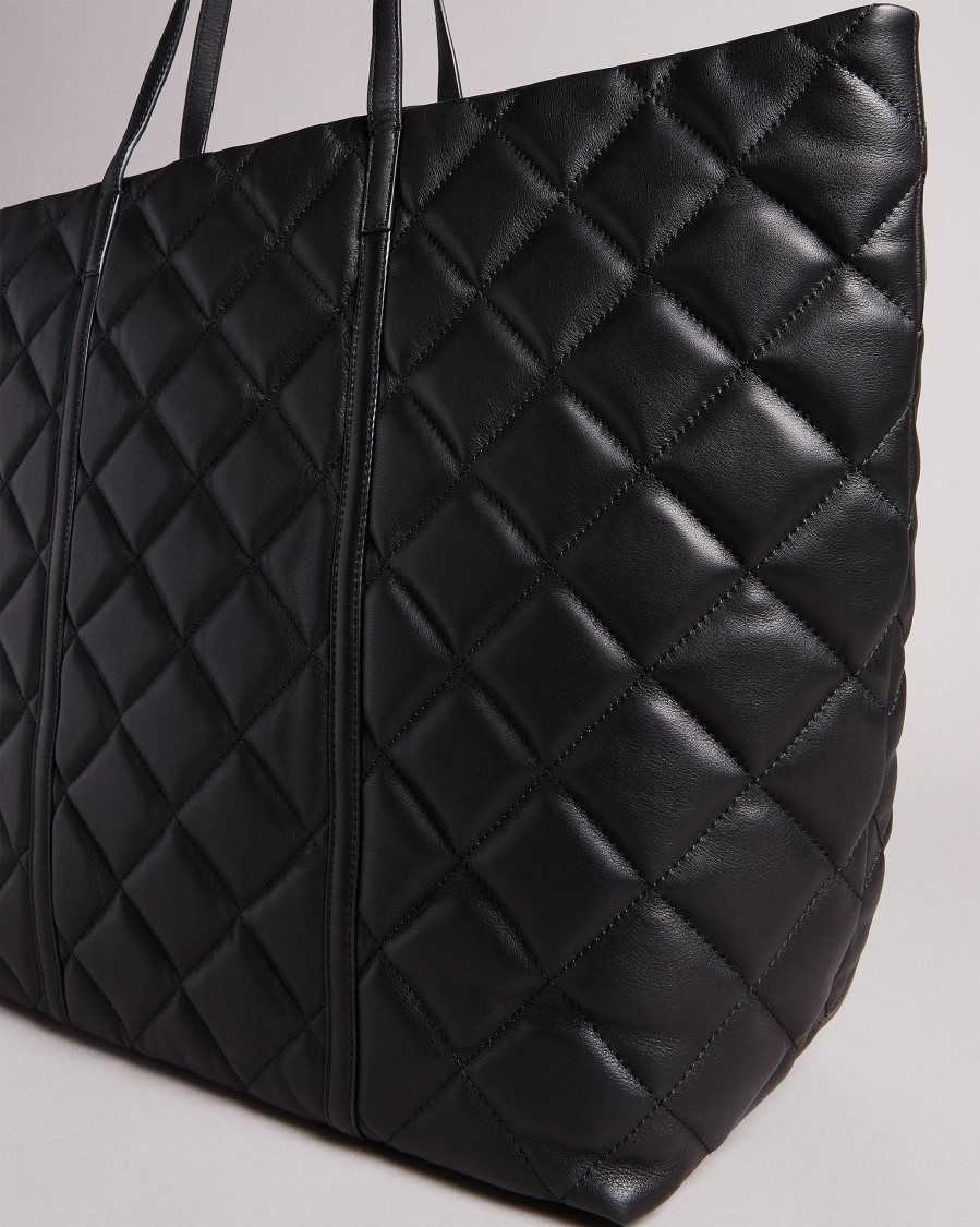 Ted Baker Pascale Quilted Studded Tote Black | 26397-MWLP