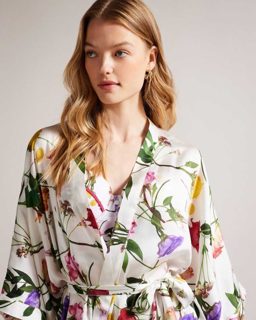 Ted Baker Paulaah Floral Print Kimono Ecru | 86312-IFHY