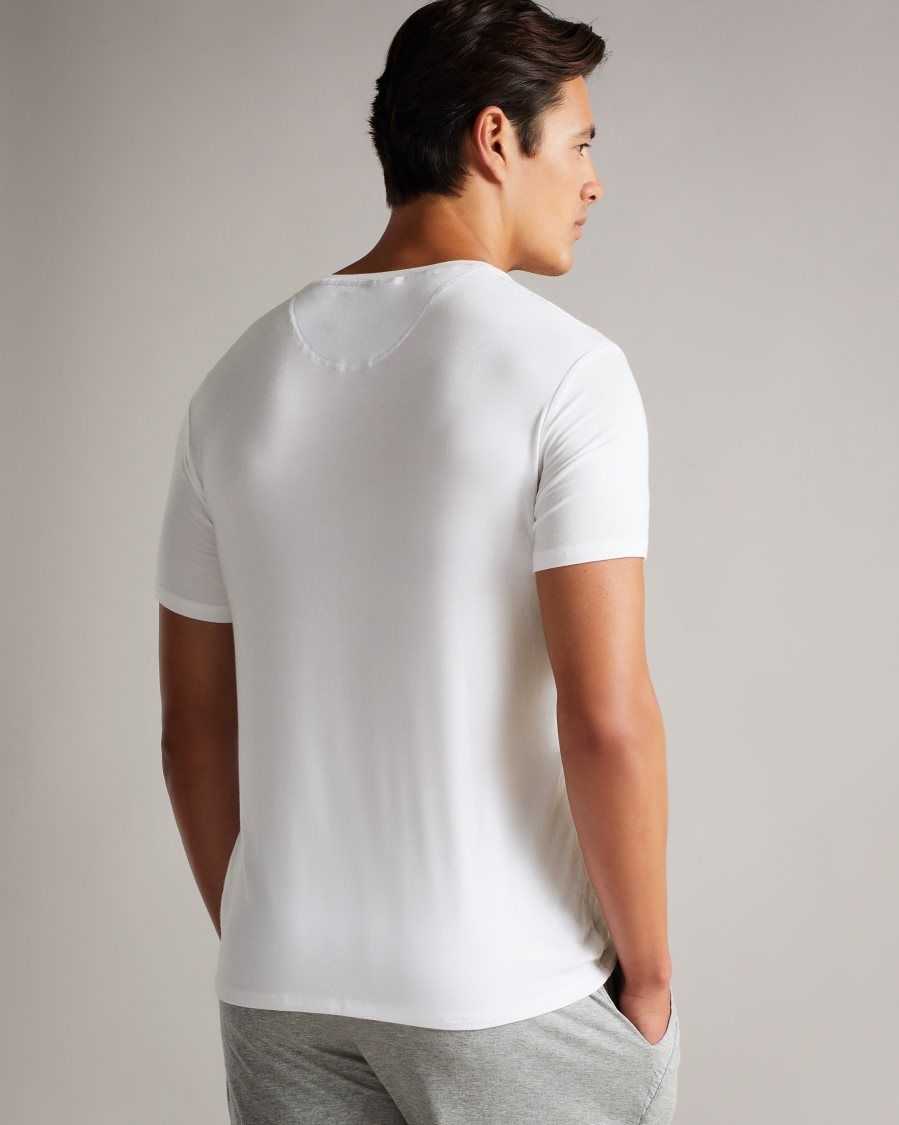 Ted Baker Peacok Solid Modal T-Shirt White | 48530-DKTZ