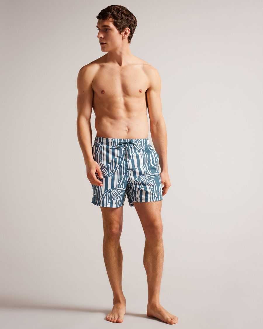 Ted Baker Peaty Butterfly Stripe Print Swim Shorts Medium Blue | 07514-JEOP