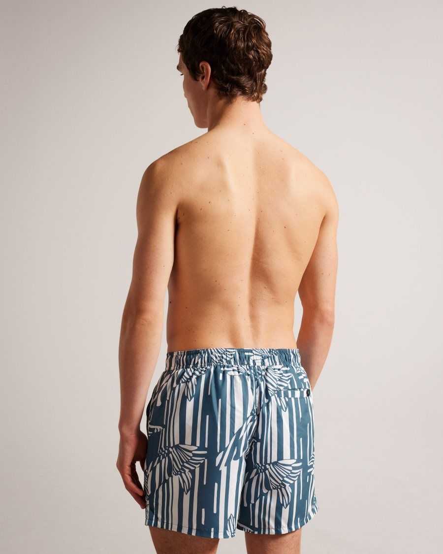 Ted Baker Peaty Butterfly Stripe Print Swim Shorts Medium Blue | 07514-JEOP