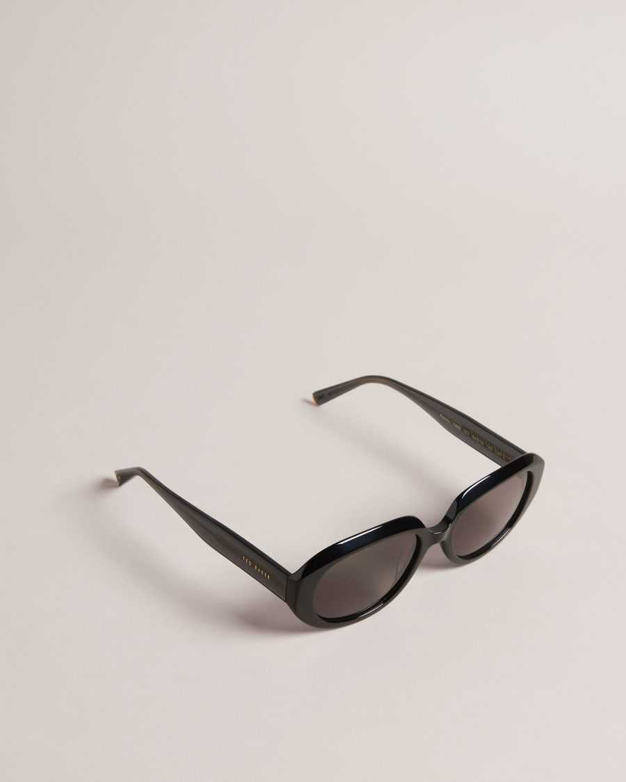 Ted Baker Pennyie Oval Frame Sunglasses Black | 72635-MRNY