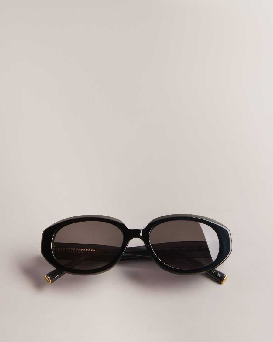 Ted Baker Pennyie Oval Frame Sunglasses Black | 72635-MRNY