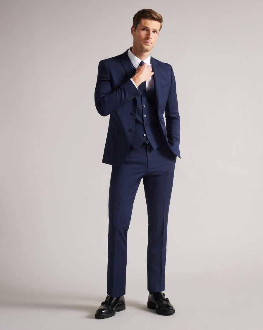 Ted Baker Perthws Slim Navy Twill Suit Waistcoat Navy | 85792-TNOE