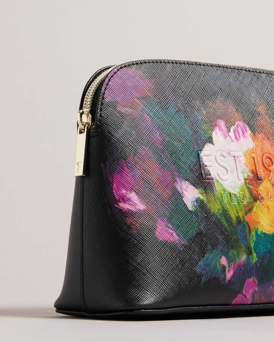 Ted Baker Perycon Art Print Makeup Bag Black | 95763-JNRP