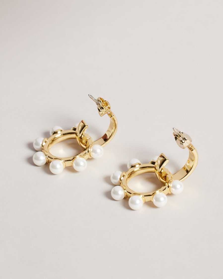 Ted Baker Petunaa Pearl Bubble Drop Hoop Earrings Gold Colour | 14985-XMNS