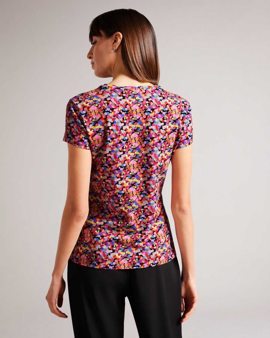 Ted Baker Phebie Confetti Print T-Shirt Black | 26841-TENI