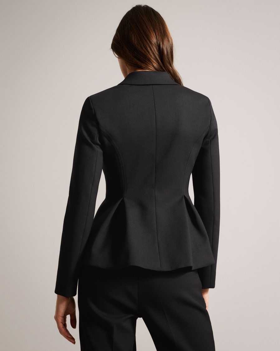 Ted Baker Philiya Peplum Waist Suit Jacket Black | 24985-IVFL