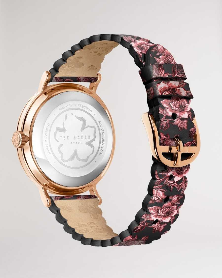 Ted Baker Phylli Glitched Floral Printed Watch Black | 08174-YDMW