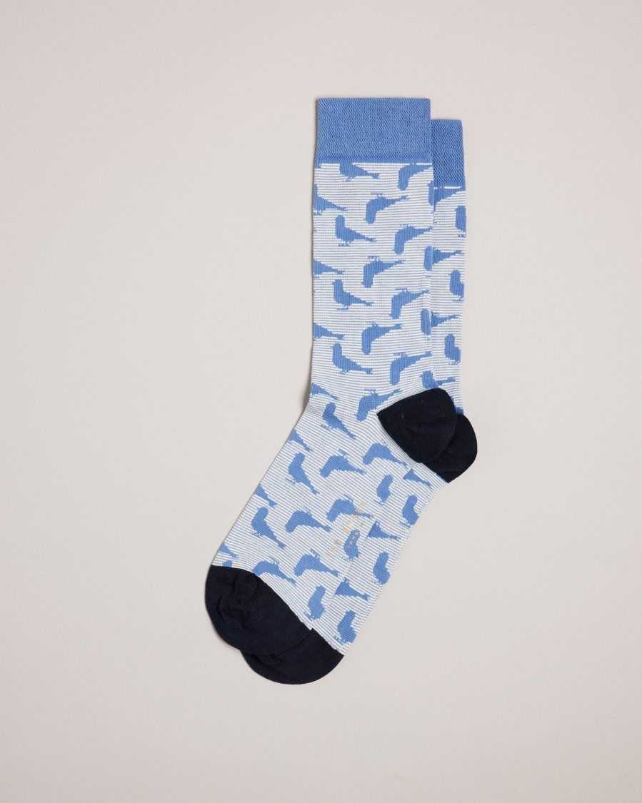 Ted Baker Pidgsok Pigeon Print Socks Blue | 56320-LNFH