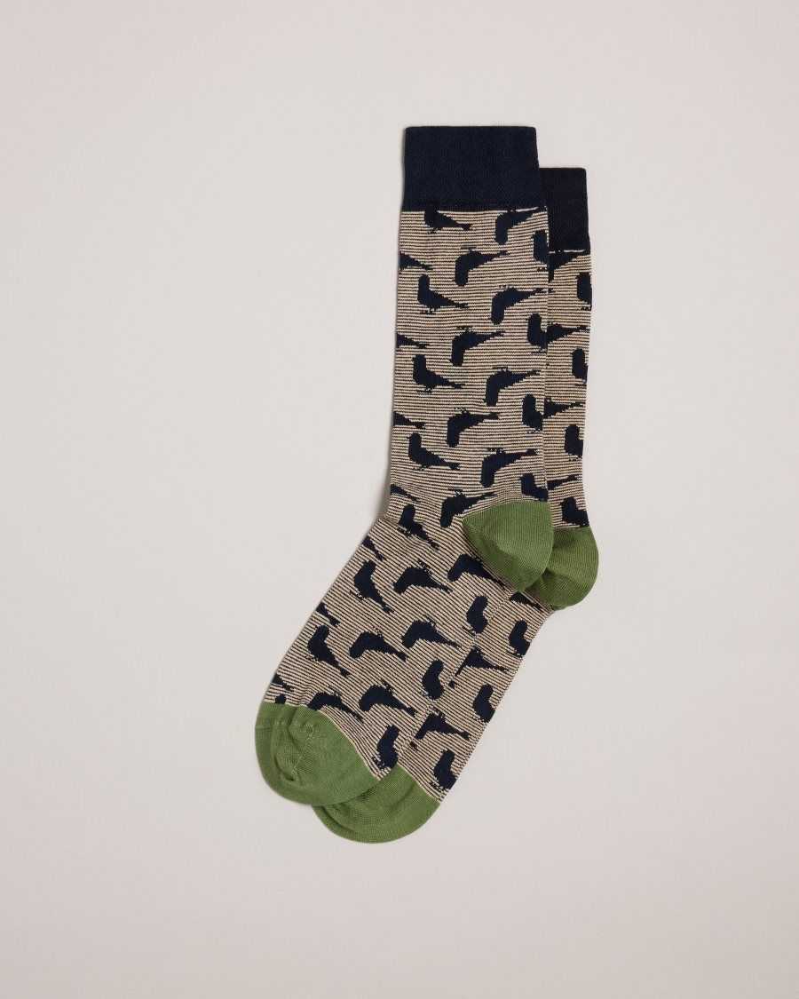 Ted Baker Pidgsok Pigeon Print Socks Dark Navy | 35091-IBRM