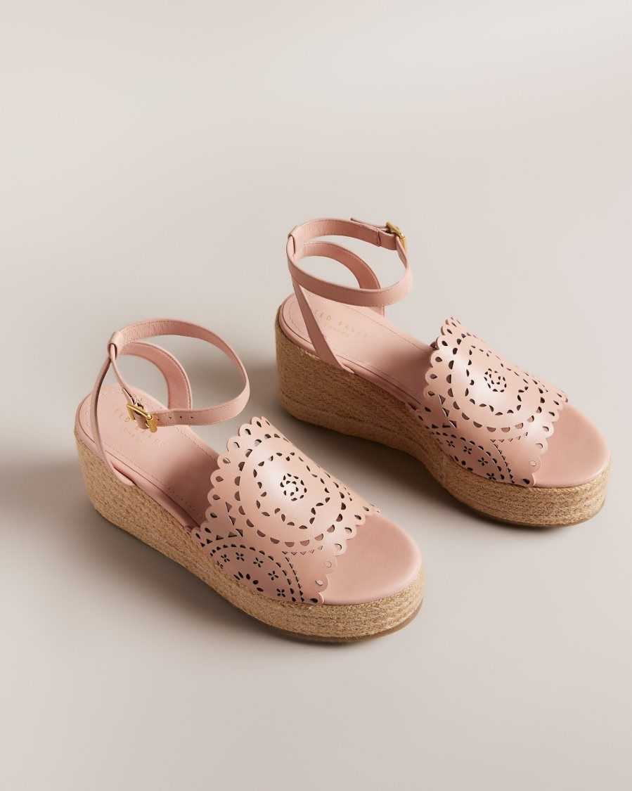 Ted Baker Pinky Laser Cut Wedge Sandals Dusky Pink | 37681-COJH