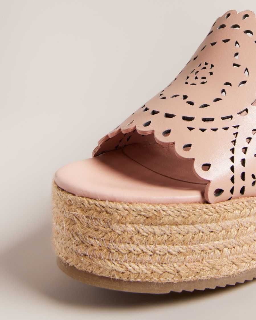 Ted Baker Pinky Laser Cut Wedge Sandals Dusky Pink | 37681-COJH