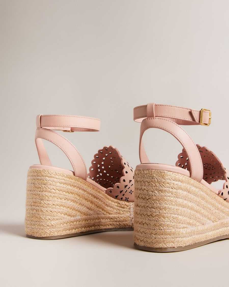 Ted Baker Pinky Laser Cut Wedge Sandals Dusky Pink | 37681-COJH