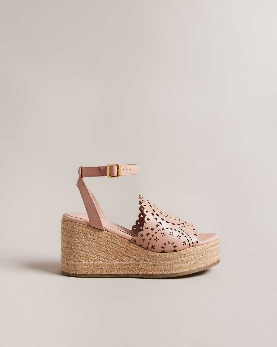 Ted Baker Pinky Laser Cut Wedge Sandals Dusky Pink | 37681-COJH